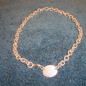 Tiffany & Co. Return to Tiffany Oval Tag Choker Necklace Silver
